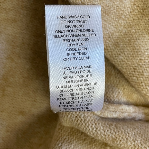 TAHARI Sweater Top Womens Large Golden Beige Side Slits Hi Low  Rib Banded Hem - Picture 4 of 7